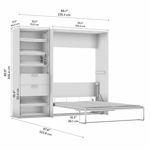 Full Murphy Bed with Closet Organizer (89W)