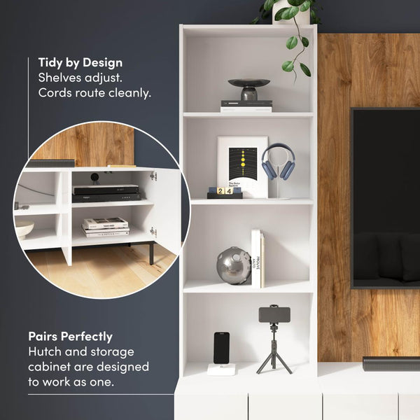 118W Modular Entertainment Center with TV Stand and Storage Cabinets with Hutches