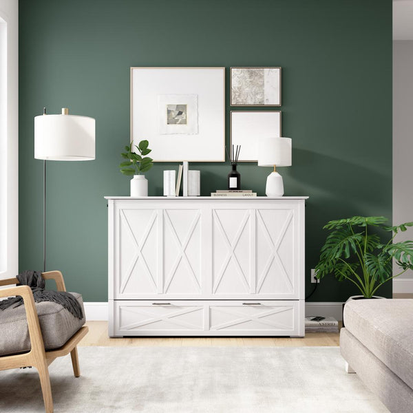 59W Full Murphy Cabinet Bed with Pullout Drawer