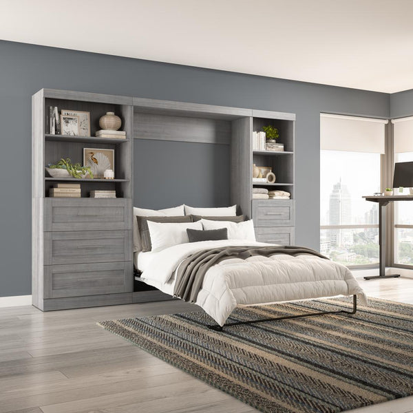 Full Murphy Bed and 2 Shelving Units with Drawers (120W)