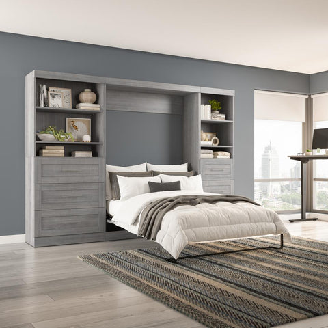 Full Murphy Bed and 2 Shelving Units with Drawers (120W)
