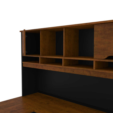 U or L-Shaped Desk with Dual Half Pedestal and Hutch