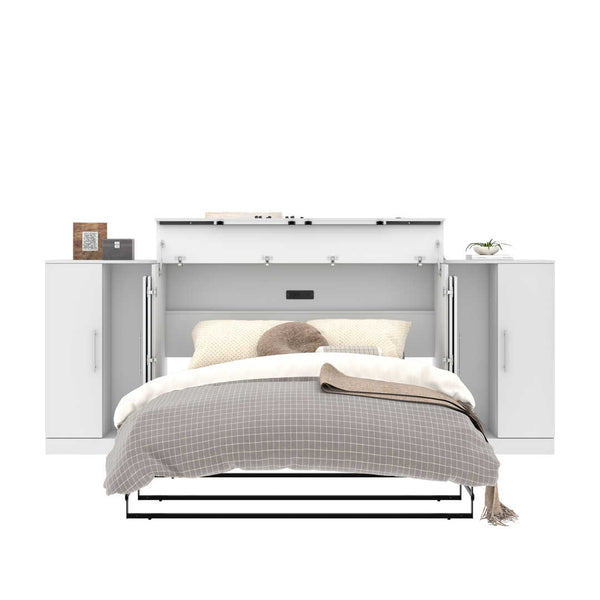 3-Piece Set Including One Queen Cabinet Bed with Mattress and Two 26″ Storage Units