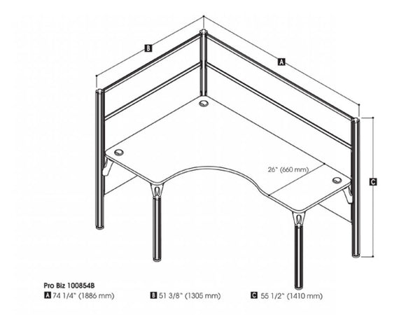 Left L-Shaped Single Office Cubicle with High Privacy Panels