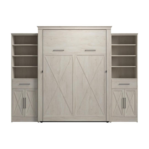 Queen Murphy Bed and Closet Organizers with Doors and Drawers (119W)