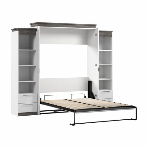 Queen Murphy Bed with Shelves and Drawers (106W)
