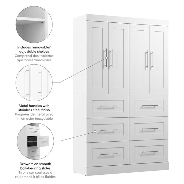 Contemporary Closet System with Doors & Drawers, 50W x 19D