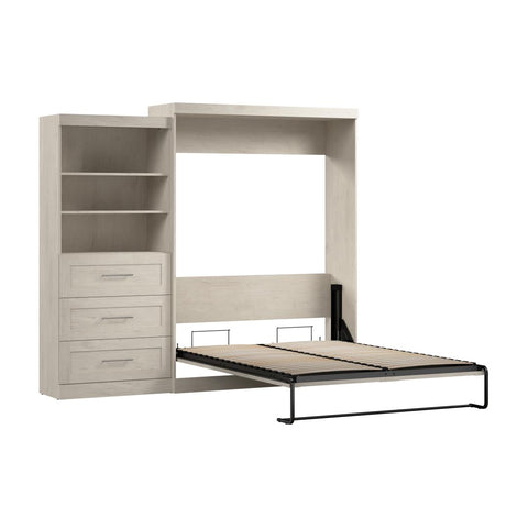 Queen Murphy Bed and Shelving Unit with Drawers (101W)
