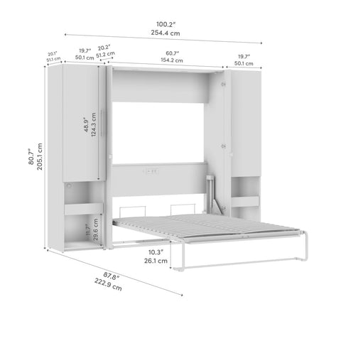 Full Murphy Bed and Storage Cabinets with Pull-Out Shelf (101W)