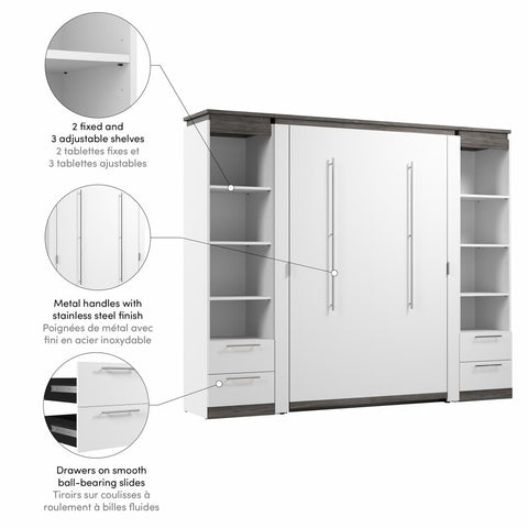 Full Murphy Bed with Shelves and Drawers (100W)