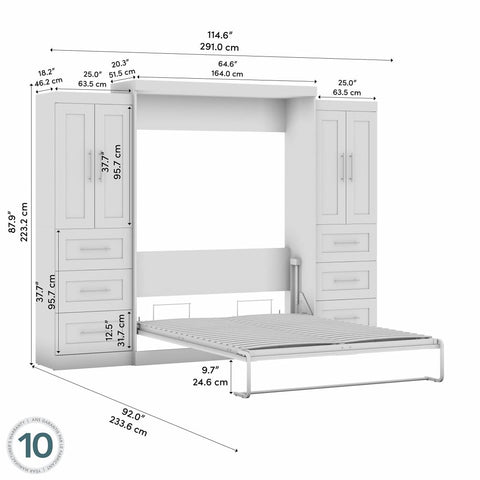 Queen Murphy Bed with Closet Storage Cabinets (115W)