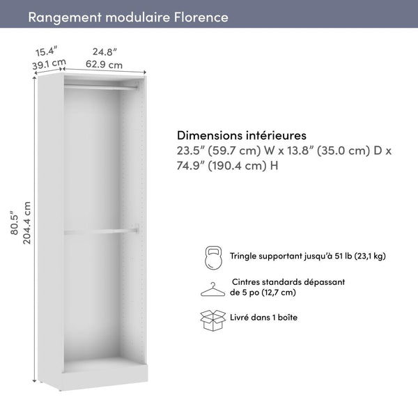 Modular Double Hanging Closet System, 25W x 16D