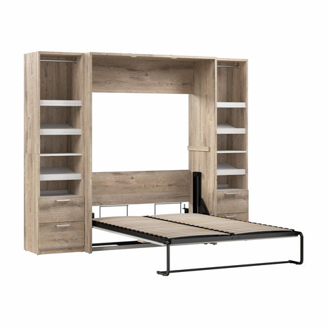 Full Murphy Bed and 2 Narrow Closet Organizers with Drawers (99W)