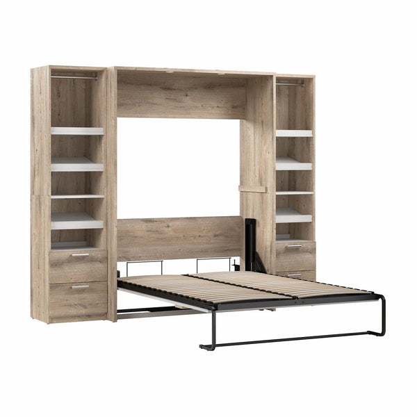 Full Murphy Bed and 2 Narrow Closet Organizers with Drawers (99W)