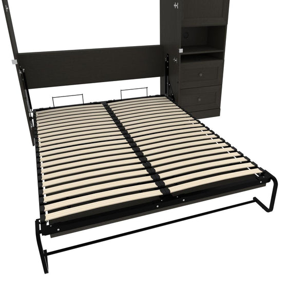 Queen Murphy Bed and 1 Storage Unit with Mobile Nightstand and Desk (118”)