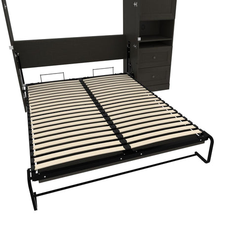 Queen Murphy Bed and 1 Storage Unit with Mobile Nightstand and Desk (118”)