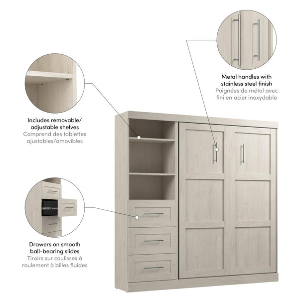 Full Murphy Bed and Shelving Unit with Drawers (84W)