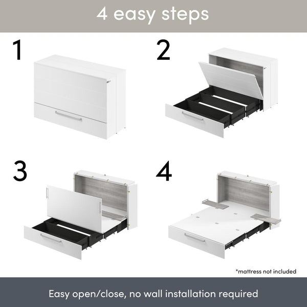 57W Full Murphy Cabinet Bed with Pullout Drawer