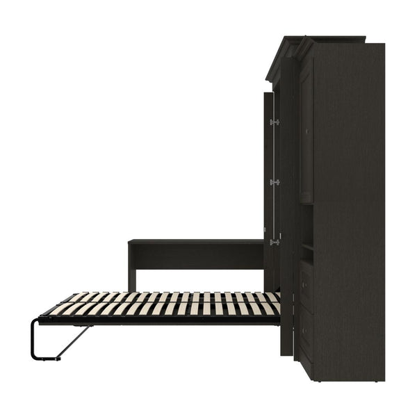 Queen Murphy Bed and 1 Storage Unit with Mobile Nightstand and Desk (118”)