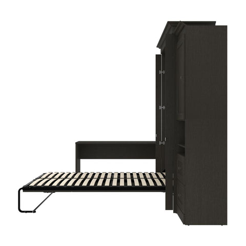 Queen Murphy Bed and 1 Storage Unit with Mobile Nightstand and Desk (118”)