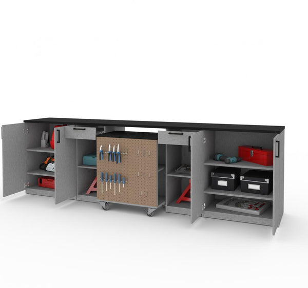 4-Piece Set with 2-Drawer Workbench and Base Cabinets