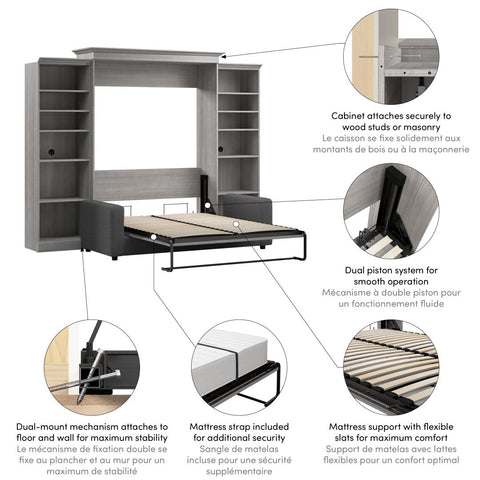 Queen Murphy Bed with Sofa and Closet Organizers (115W)