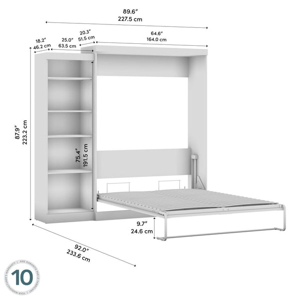 Queen Murphy Bed with Shelving Unit (90W)