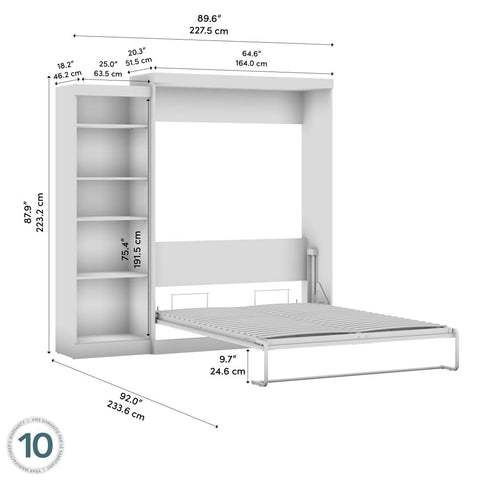 Queen Murphy Bed with Shelving Unit (90W)