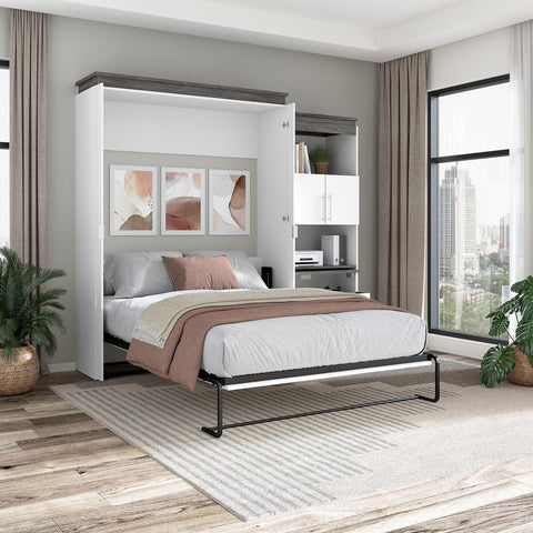 Queen Murphy Bed with Storage Cabinet and Fold-Out Desk (97W)