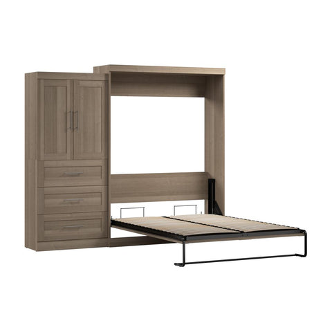 Queen Murphy Bed and Storage Cabinet with Drawers (101W)