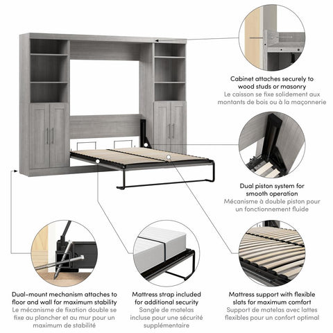 Full Murphy Bed with Closet Storage Organizers (109W)