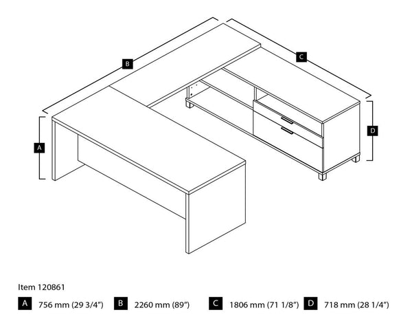 72W U-Shaped Executive Desk