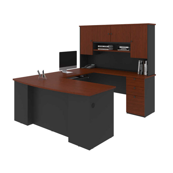71W U or L-Shaped Executive Desk with Pedestal and Hutch