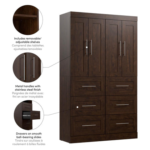 Contemporary Closet System with Doors & Drawers, 50W x 19D