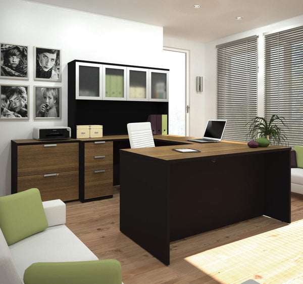 Executive Computer Desk with Lateral File Cabinet