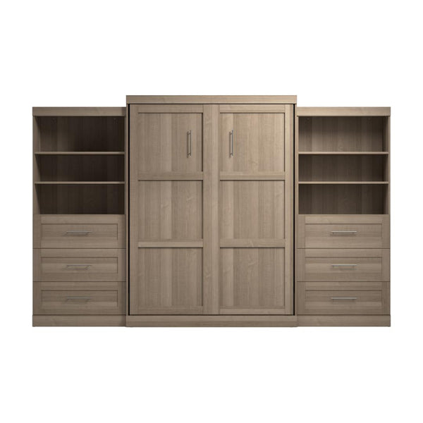 Queen Murphy Bed and 2 Shelving Units with Drawers (136W)