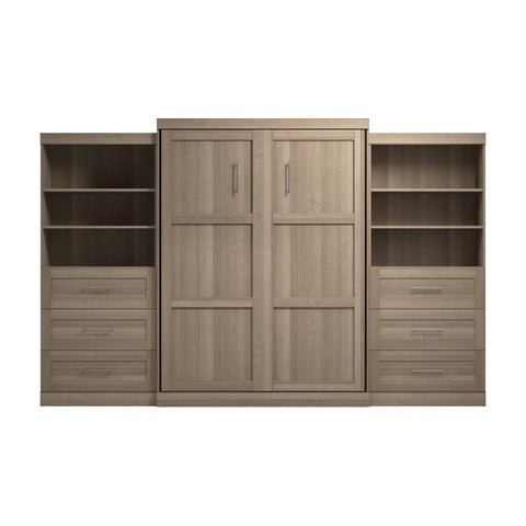 Queen Murphy Bed and 2 Shelving Units with Drawers (136W)