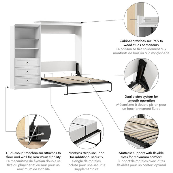 Queen Murphy Bed and Closet Organizer with Drawers (103W)