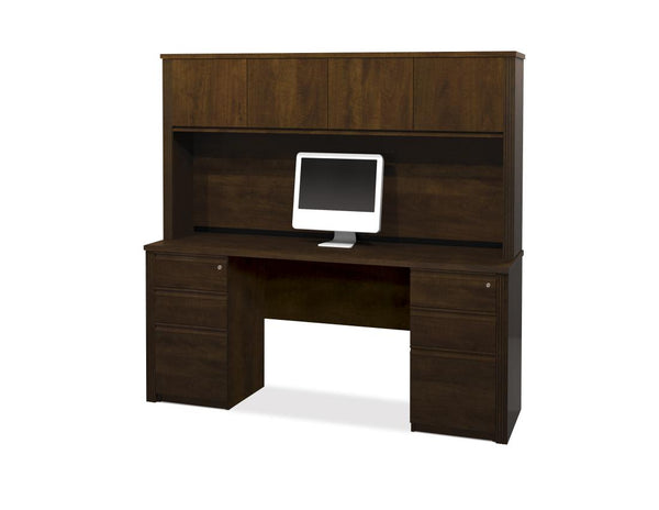 Credenza Desk with Hutch and Two Assembled Pedestals