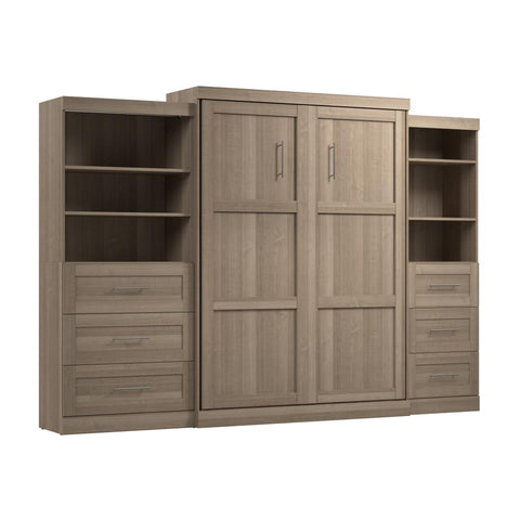 Queen Murphy Bed and 2 Shelving Units with Drawers (126W)