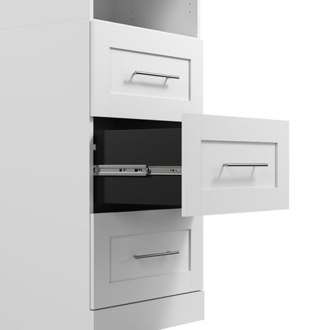 Contemporary Closet System with Shelves, Drawers & Clothing Rods, 61W x 19D