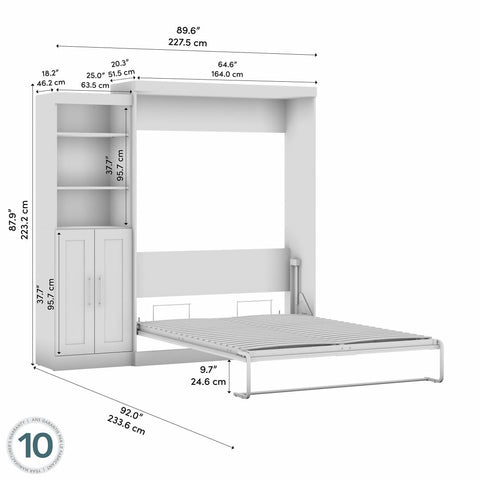 Queen Murphy Bed and Closet Organizer with Doors (90W)