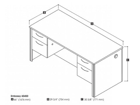 Executive Desk with Dual Half Pedestals