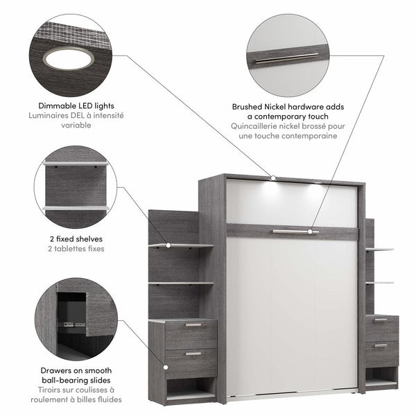 Full Murphy Bed with Nightstands and Floating Shelves (99W)