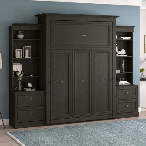 Queen Murphy Bed and Two Shelving Units with 2 Drawers (115W)