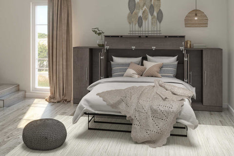 3-Piece Set Including One Full Cabinet Bed with Mattress and Two 26″ Storages Unit for Cabinet Beds