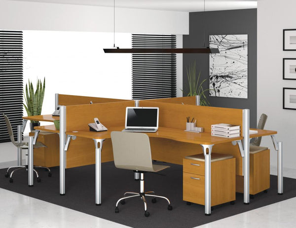 4-Person Office Cubicles with Low Privacy Panels