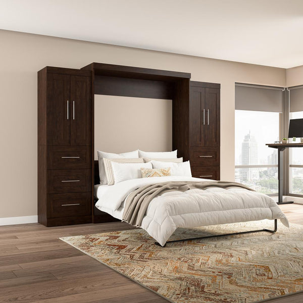 Queen Murphy Bed with Closet Storage Cabinets (115W)