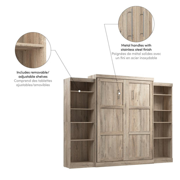 Queen Murphy Bed and 2 Shelving Units (115W)