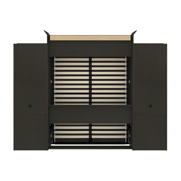 Queen Murphy Bed and Two Shelving Units with 2 Drawers (115W)